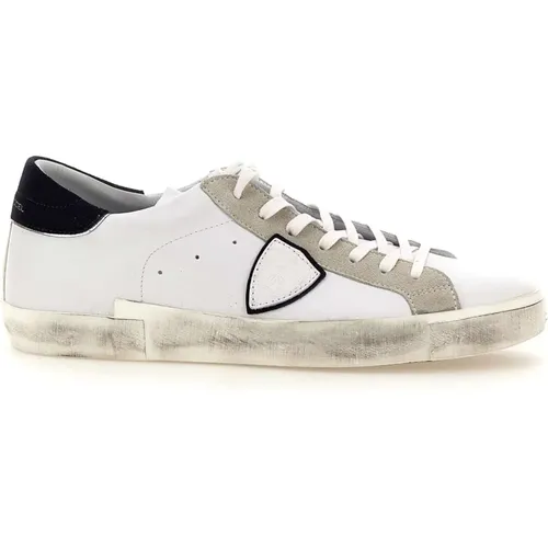 Leather Sneakers in and Blue , male, Sizes: 11 UK, 7 UK, 6 UK - Philippe Model - Modalova