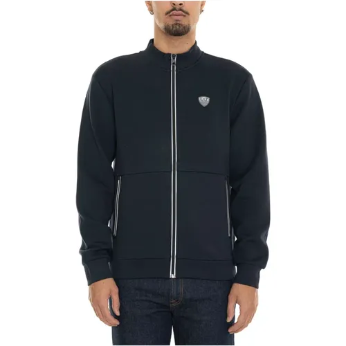 Sweatshirt mit Kontrast-Zip und Seitenlogo - Emporio Armani EA7 - Modalova