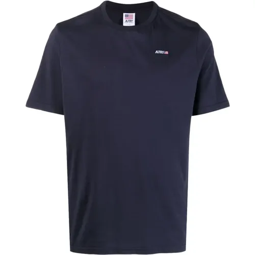 Blaues `Icon` T-Shirt,Premium Herren T-Shirts und Polos,Herren Logo T-Shirt - Slim Fit, Blau,Knitwear - Autry - Modalova