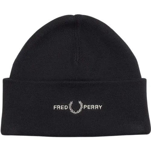 Graphic Beanie with Laurel Crown Logo , male, Sizes: ONE SIZE - Fred Perry - Modalova