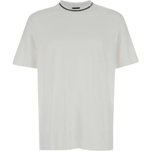 Weiße T-Shirts und Polos mit Jersey-Kragen , Herren, Größe: L - Emporio Armani - Modalova