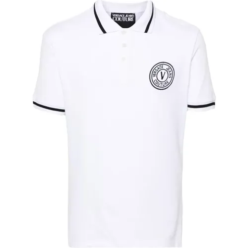 Polo with V-Emblem Logo , male, Sizes: S, L - Versace Jeans Couture - Modalova