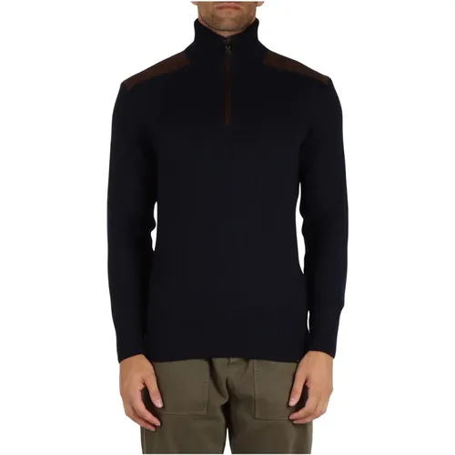 Zip Wool & Cashmere Sweater mit Wildleder-Details , Herren, Größe: M - PAUL & SHARK - Modalova