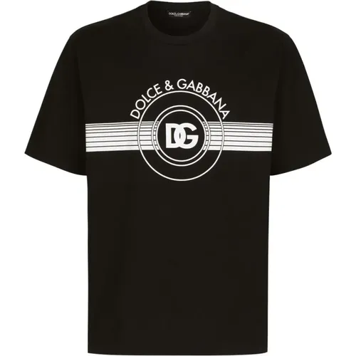 Iconic Nero Logo Print T-Shirt , male, Sizes: L, 2XL, XL - Dolce & Gabbana - Modalova