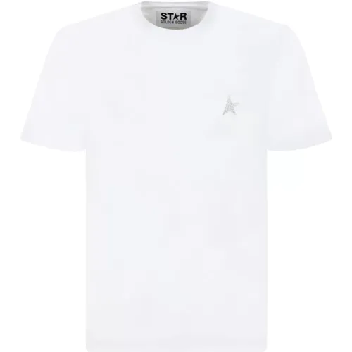 Logo Print T-Shirt with Silver Star , male, Sizes: S - Golden Goose - Modalova