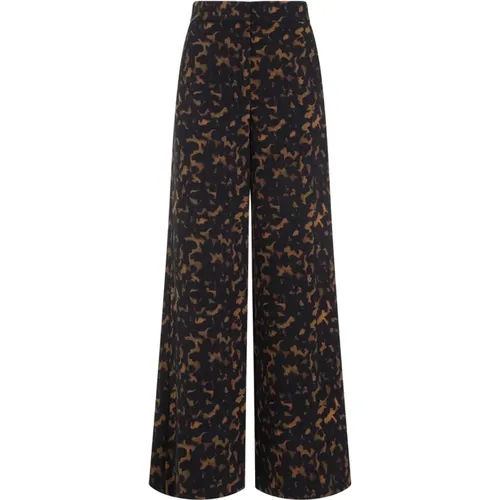 Brown Printed Wide Leg Pants , female, Sizes: 2XS - Theory - Modalova