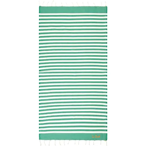 Green Striped Beach Towel , male, Sizes: ONE SIZE - Saint Barth - Modalova