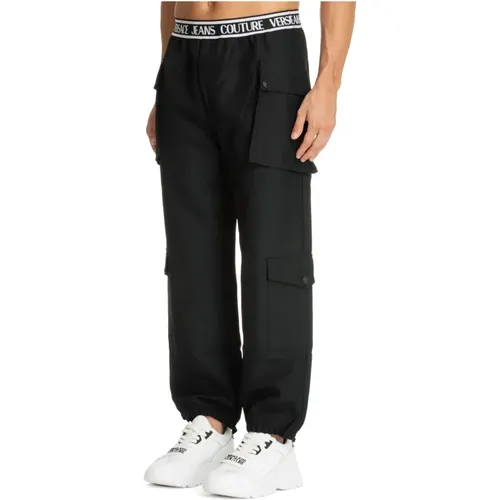 Logo Trousers with Elasticised Waist , male, Sizes: L, M, S - Versace Jeans Couture - Modalova