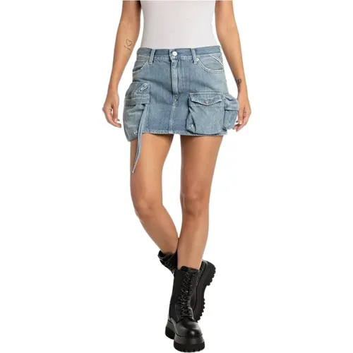 Cotton work fit miniskirt , female, Sizes: W25, W27 - Replay - Modalova