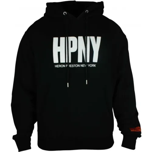 Schwarzer Baumwollkapuzenpullover mit HPNY-Logo , Herren, Größe: L - Heron Preston - Modalova