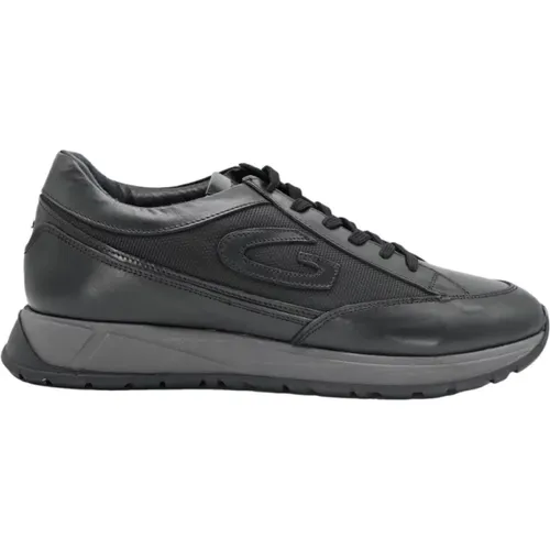 Niedrige Schwarze Ledersneakers - Alberto Guardiani - Modalova