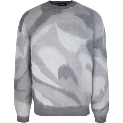 Camouflage Sweater Grey , male, Sizes: L, M - Emporio Armani - Modalova