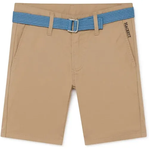 Beige Chino Shorts mit Blauem Gürtel - Hackett - Modalova