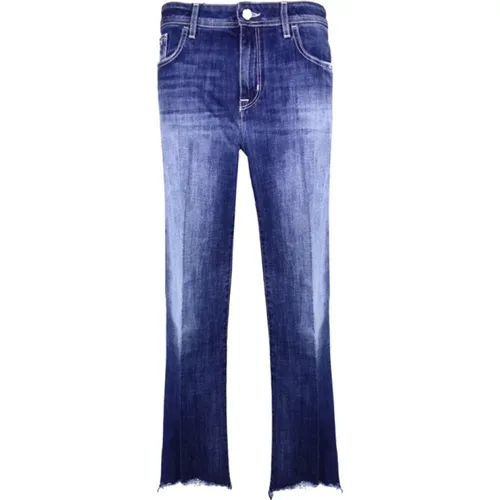 High-Waisted Frayed Crop Jeans , female, Sizes: W26, W32, W31, W28 - Jacob Cohën - Modalova