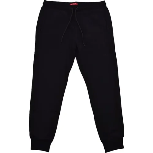 Bestickte Logo Jogger - Schwarze Gerade Passform , Herren, Größe: M - Guess - Modalova