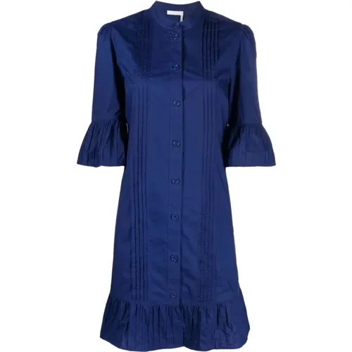 Blaues Casual Midi Kleid,Casual Weiße Baumwoll Midi Kleid - See by Chloé - Modalova