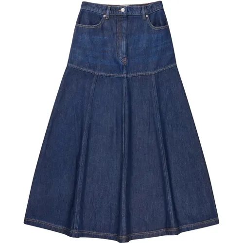 Denim Flare Skirt Indigo , female, Sizes: XS - Munthe - Modalova