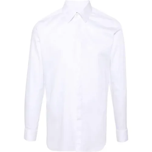 Klassisches Weißes Baumwoll-Popeline-Hemd , Herren, Größe: M - Corneliani - Modalova