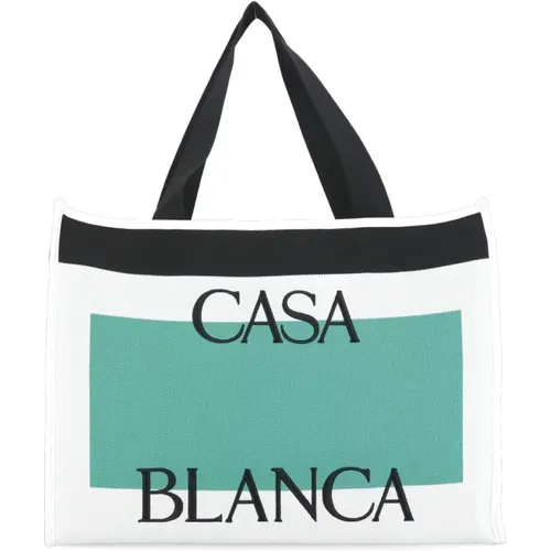 Weiße Einkaufstasche mit kontrastierenden Griffen - Casablanca - Modalova