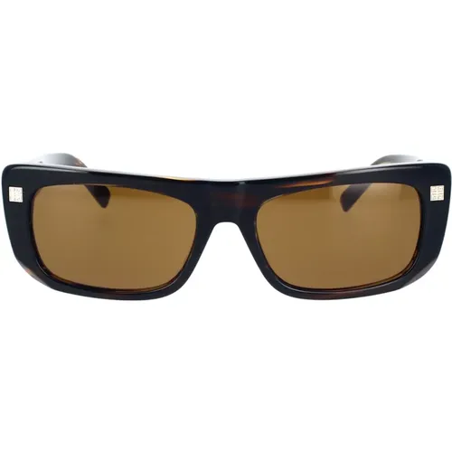 Geometrische Sonnenbrille in Dunkel Havana mit braunen organischen Gläsern - Givenchy - Modalova