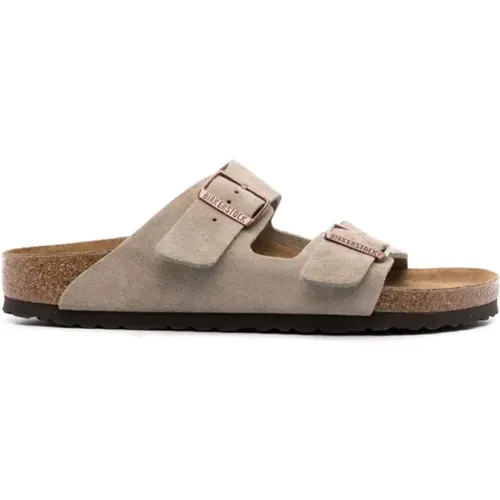 Taupe Wildleder Slip-On Sandalen , Herren, Größe: 45 EU - Birkenstock - Modalova