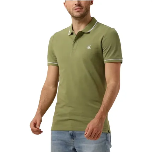 Grünes Tipping Slim Polo Shirt,Stylisches Tipping Slim Polo,Herren Polo T-Shirts Tipping Slim Polo,Herren Polo Tipping Slim Polo - Calvin Klein - Modalova