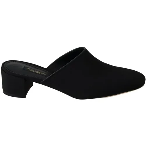 Stilvolle Schwarze Slide-Sandalen , Damen, Größe: 35 1/2 EU - Dolce & Gabbana - Modalova