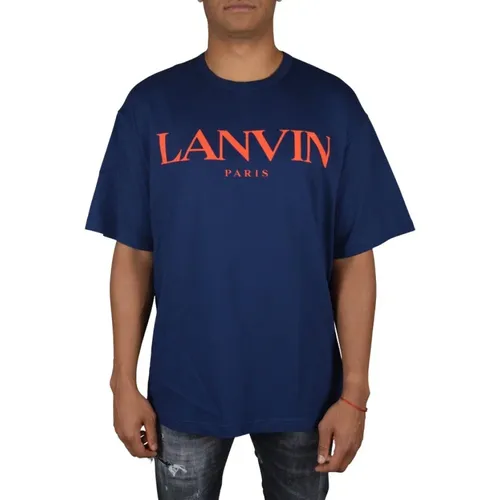 Blaues Logo T-Shirt , Herren, Größe: M - Lanvin - Modalova
