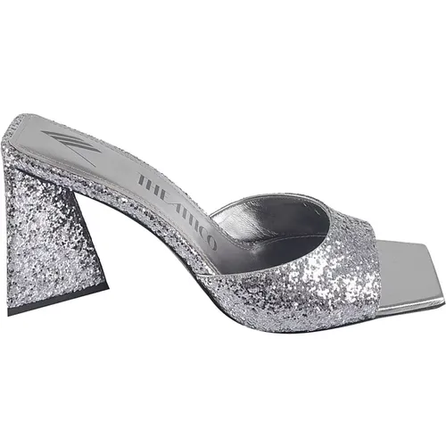 Glittered Mules Sandals Grey , female, Sizes: 8 UK, 4 1/2 UK, 5 1/2 UK - The Attico - Modalova