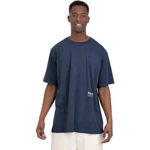 Blau Navy Retro Print T-shirt , Herren, Größe: XL - Barbour - Modalova