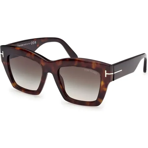 Luna Sonnenbrille Dunkles Havanna Graue Gläser - Tom Ford - Modalova