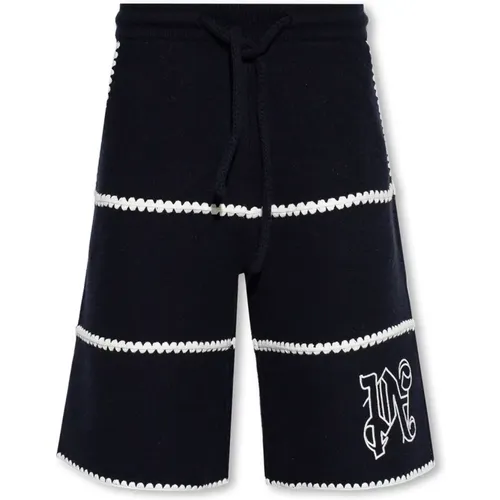 Wool shorts with logo , male, Sizes: M - Palm Angels - Modalova