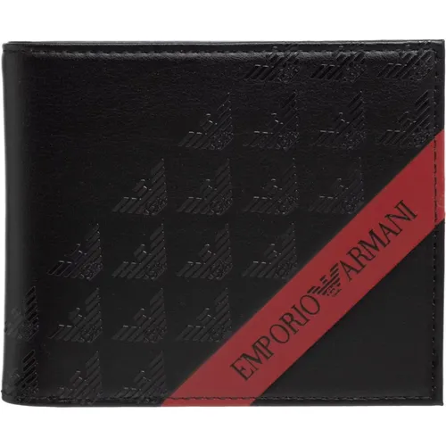 Logo Pattern Wallet with Currency Pocket , male, Sizes: ONE SIZE - Emporio Armani - Modalova