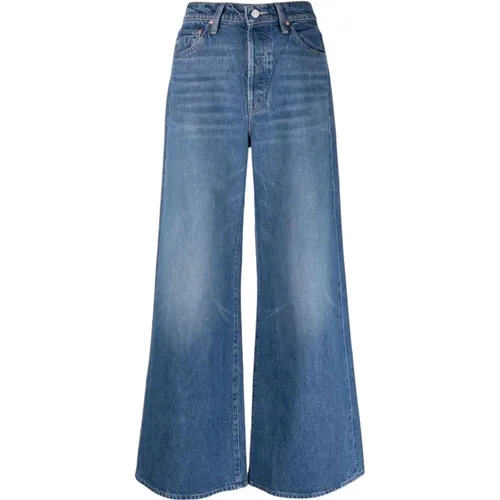 Blaue Wide-Leg Jeans mit Besticktem Logo , Damen, Größe: W28 - Mother - Modalova