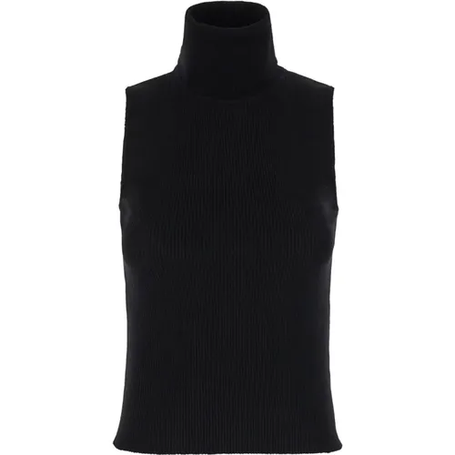 Schwarzer ärmelloser Stricktop Pullover , Damen, Größe: S - Mauro Grifoni - Modalova