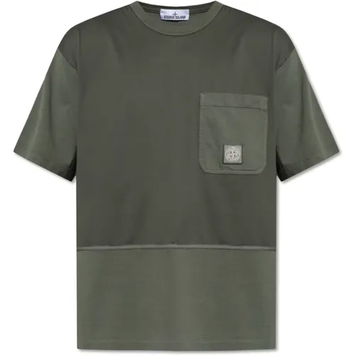 T-Shirt mit Tasche , Herren, Größe: L - Stone Island - Modalova