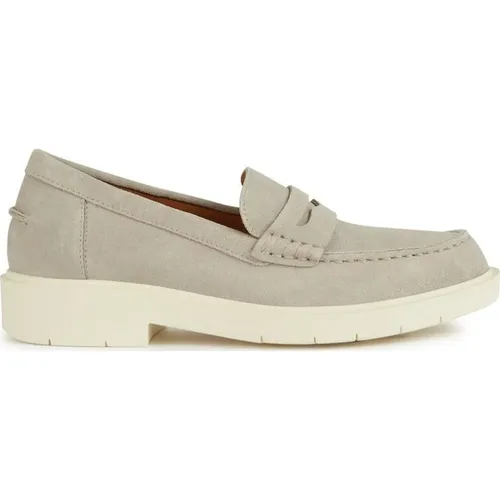 Grey Loafers for Women , female, Sizes: 8 UK, 4 UK, 3 UK, 6 UK, 7 UK, 5 UK - Geox - Modalova