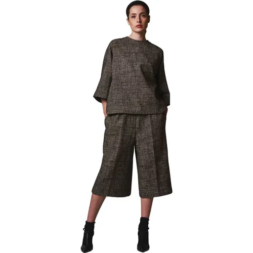 Elastic Waist Midi Skirt Tweed , female, Sizes: XS, S, M - Douuod Woman - Modalova