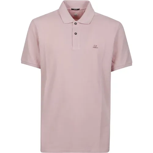 Pale Mauve Piquet Polo Shirt , male, Sizes: L, M - C.P. Company - Modalova
