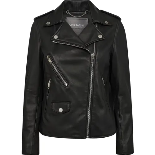 Biker Jacket with Asymmetrical Zipper , female, Sizes: S, 2XL, M, L - MOS MOSH - Modalova