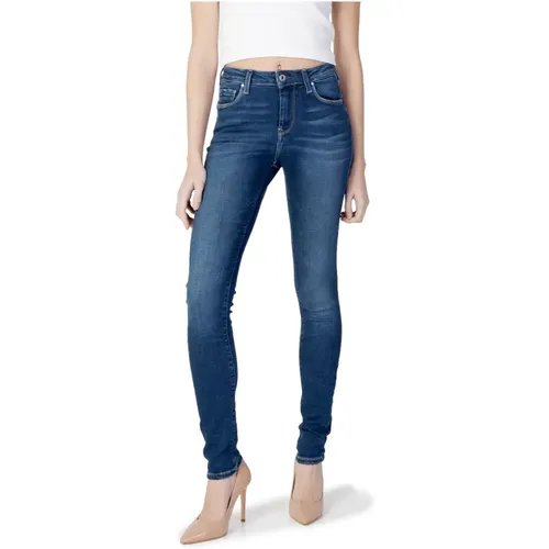 Blaue abgenutzte einfarbige Jeans , Damen, Größe: W26 L30 - Pepe Jeans - Modalova