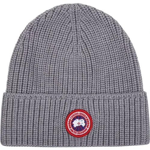 Heather Grey Beanie , male, Sizes: ONE SIZE - Canada Goose - Modalova