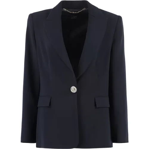 Crepe Blazer mit Reverskragen , Damen, Größe: 2XL - Clips - Modalova