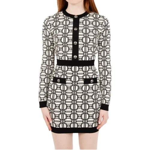 Jacquard-Logo-Print Minikleid , Damen, Größe: XL - Elisabetta Franchi - Modalova