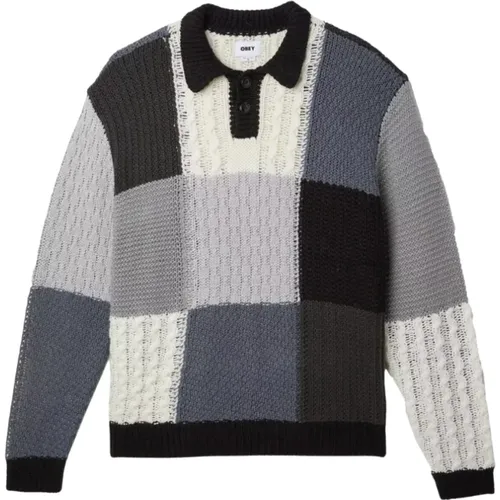 Patchwork Pullover , Herren, Größe: M - Obey - Modalova