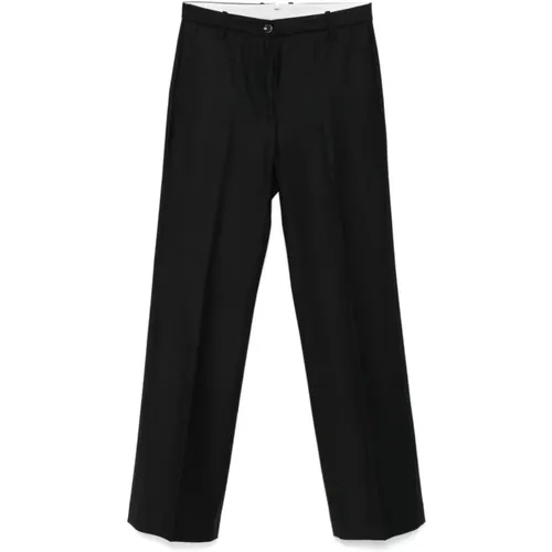 Wool Blend Wide Leg Trousers , female, Sizes: W25, W26, W28 - Nine In The Morning - Modalova