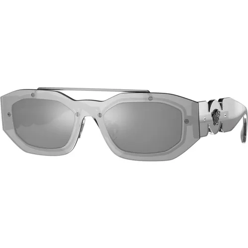 Transparent Ruthenium/Silver Sunglasses,Dunkelgraue Sonnenbrille - Versace - Modalova