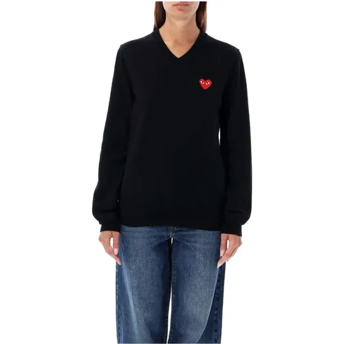 Knitwear with Red Heart Patch , female, Sizes: XL, L, M, S - Comme des Garçons - Modalova