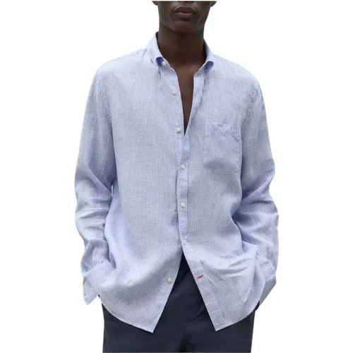 Blau/Weißes Hemd Adanalf Stil , Herren, Größe: M - Ecoalf - Modalova