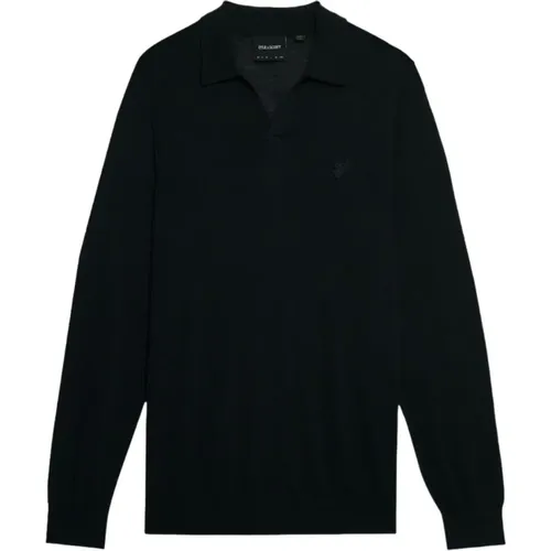 Schwarzer Merino-Kragenpullover - Lyle & Scott - Modalova